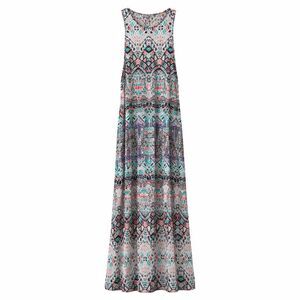Tart Women Geometric Pattern Sleeveless Maxi Pullover Dress Vacation Bobo Small